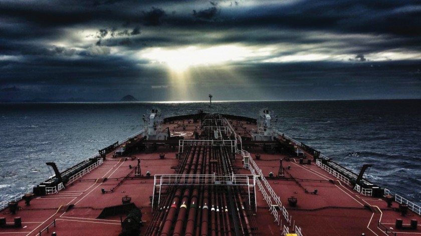Suezmax oil tanker vessel operating in international maritime shipping routes